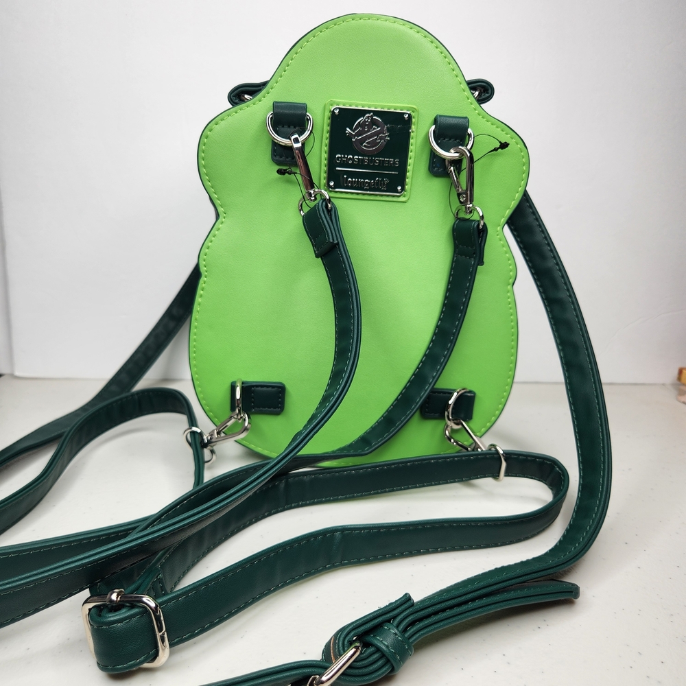 Loungefly Ghostbusters Slimer Green Convertible Backpack Crossbody Bag - Picture 4 of 11